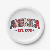独立記念日7月4日パーティー紙プレート ペーパープレート (正面)
