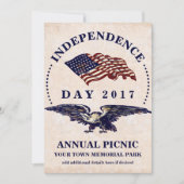 独立記念日7月4日ヴィンテージバーベキューパーティー 招待状 (正面)