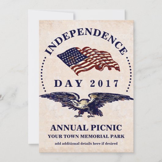 独立記念日7月4日ヴィンテージバーベキューパーティー 招待状 (正面)