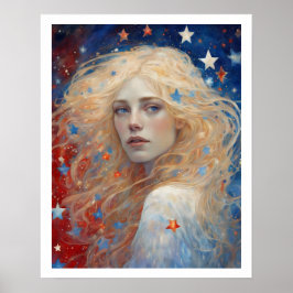 独立記念日7月4日女性花火アールデコ ポスター