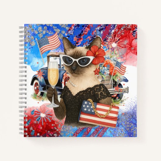 独立記念日7月4日猫好き ノートブック (正面)