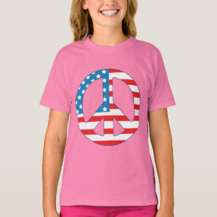 独立記念日7月4日- -平和旗 Tシャツ