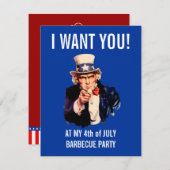 独立記念日7月4日BBQパーティー 招待状 (正面/裏面)