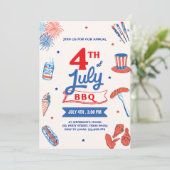独立記念日7月4日BBQ夏パーティー 招待状 (スタンド正面)