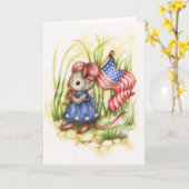 独立記念日-かわいいマウスの芸術カード カード (黄色い花)