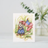 独立記念日 – かわいい愛国のマウスポストカード ポストカード (スタンド正面)