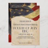 独立記念日 バーベキュー プールパーティ ヴィンテージ フラグ 招待状 (正面/裏面)