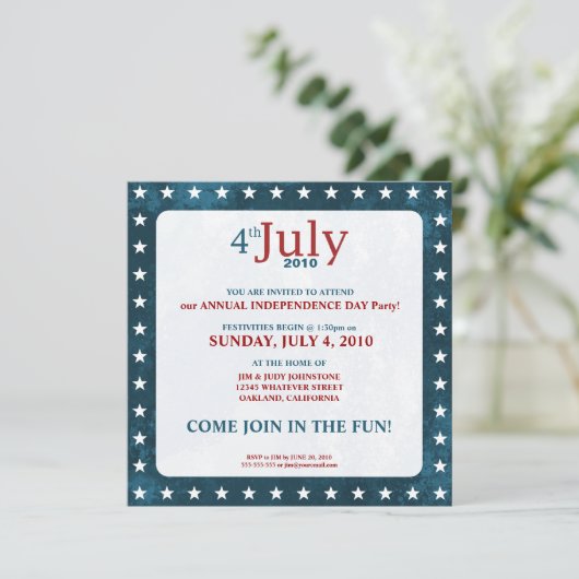 独立記念日|パーティの招待状 招待状 (スタンド正面)