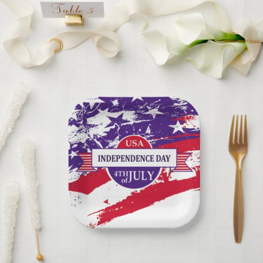 独立記念日 ペーパープレート (ウェディング)
