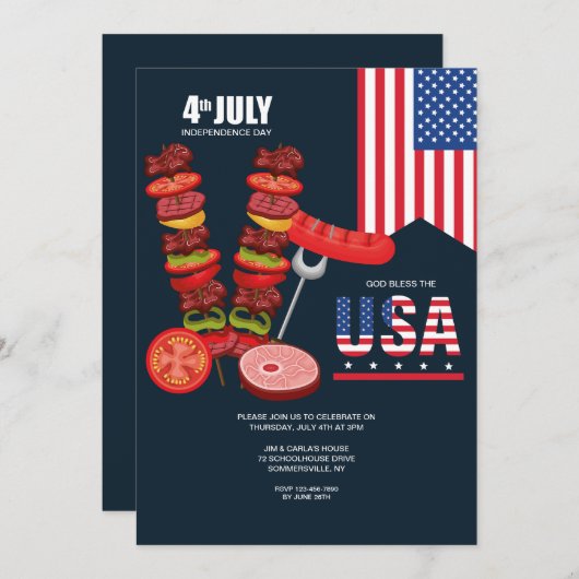 独立記念日 招待状 (正面/裏面)