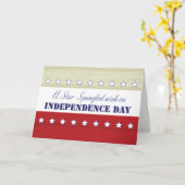 独立記念日，星のスパングルドウィッシュ，赤，白， カード (黄色い花)