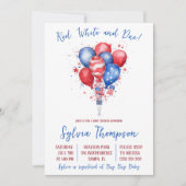 独立記念日、気球、ベビーシャワー 招待状 (正面)