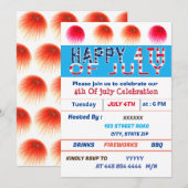 ‎独立記念日（４日）のお祝い 招待状 (正面/裏面)