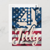 独立記念日 7月4日 アメリカ国旗 ヴィンテージスクリプト ポストカード (正面/裏面)
