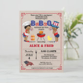 独立記念日BabyQ双子カップル赤ちゃんシャワー 招待状 (スタンド正面)