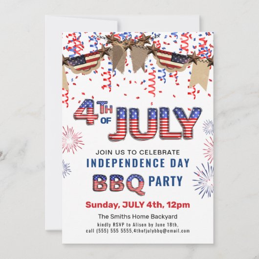 独立記念日BBQパーティー（7月4日） 招待状 (正面)