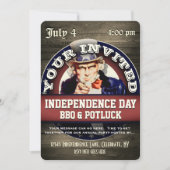 独立記念日BBQポットラック 招待状 (正面)