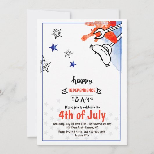 独立記念日BBQ 2の招待状 招待状 (正面)