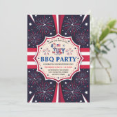 独立記念日BBQ 7月4日Fireworksパーティー 招待状 (スタンド正面)