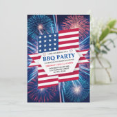 独立記念日BBQ 7月4日Fireworksパーティー 招待状 (スタンド正面)