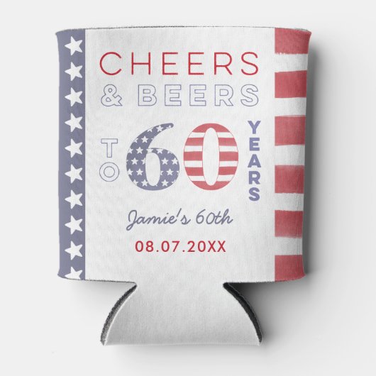 独立記念日USAフラグ60誕生日パーティーの好意 缶クーラー (正面)