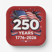 独立250周年 愛国花火 赤 ペーパープレート (正面)