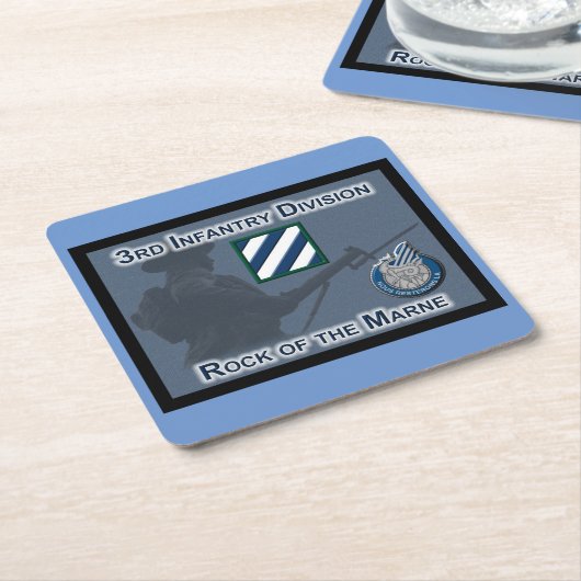 独自に設計された第3歩兵師団ギフト スクエアペーパーコースター (アングル)