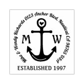 独自のいかり航海のハートコースタルロゴの作成 ラバースタンプ (インプリント)