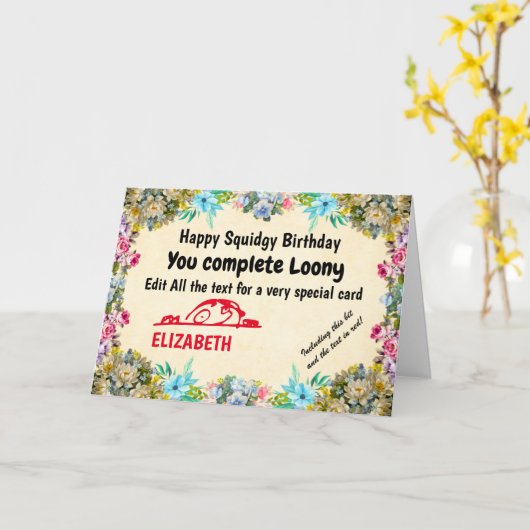 独自のおもしろいユーモア簡単を作成して誕生日を編集 カード (黄色い花)