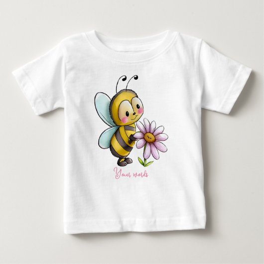 独自のかわいいのまわりにとデイジーを作成 ベビーTシャツ (正面)