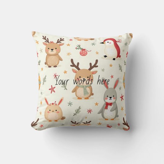 独自のかわいいを作成する冬の友だち動物 クッション (正面)