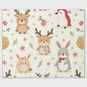 独自のかわいいを作成する冬の友だち動物 ラッピングペーパー (フラット)