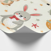 独自のかわいいを作成する冬の友だち動物 ラッピングペーパー (角)