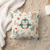 独自のかわいいを作成する友達の冬の動物 クッション (ブランケット)