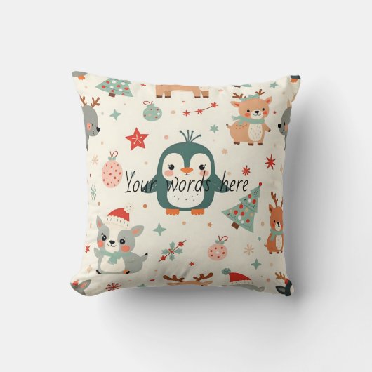 独自のかわいいを作成する友達の冬の動物 クッション (正面)