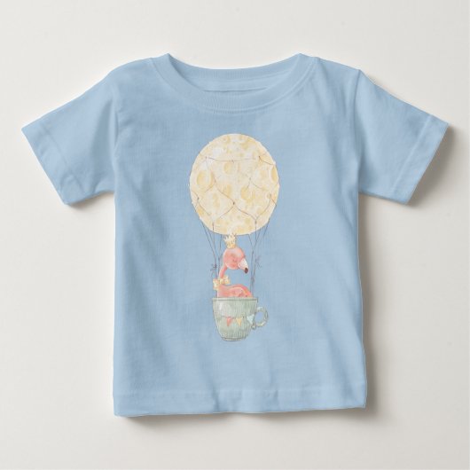 独自のかわいいフラミンゴ熱気球を作成 ベビーTシャツ (正面)