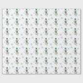 独自のかわいい雪だるま&雪片を作成 ラッピングペーパー (フラット)