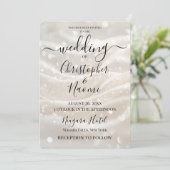 独自のきらめくアイボリーWhite Waveの結婚作成 招待状 (スタンド正面)