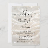 独自のきらめくアイボリーWhite Waveの結婚作成 招待状 (正面)