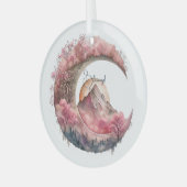 独自のさくらんぼの花の月風景を作成 ガラスオーナメント (正面左)