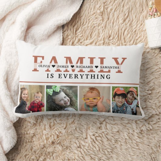 独自のさびファミリを作成引用文4フォトコラージュ ランバークッション (ブランケット)