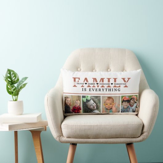 独自のさびファミリを作成引用文4フォトコラージュ ランバークッション (椅子)