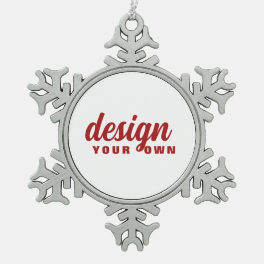 独自ののカスタム作成パーソナライズされた スノーフレークピューターオーナメント (正面)