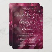 独自のはっきりした深いピンクの花を作成 招待状 (正面/裏面)