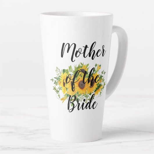 独自のひまわりブライダルパーティギフトの作成ADD文字 カフェラテマグ (右アングル)