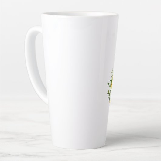 独自のひまわりブライダルパーティギフトの作成ADD文字 カフェラテマグ (左アングル)