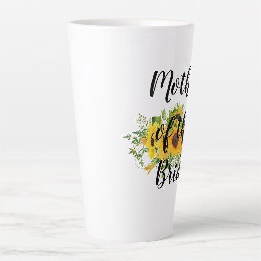 独自のひまわりブライダルパーティギフトの作成ADD文字 カフェラテマグ (正面)