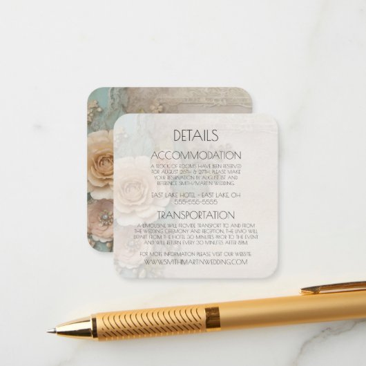 独自のみすぼらしいシックなヴィンテージ紙花を作成 エンクロージャーカード (正面/裏面インサイチュ)