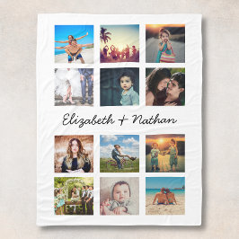 独自のを作カスタム成する12フォトコラージュ記念ファイル フリースブランケット