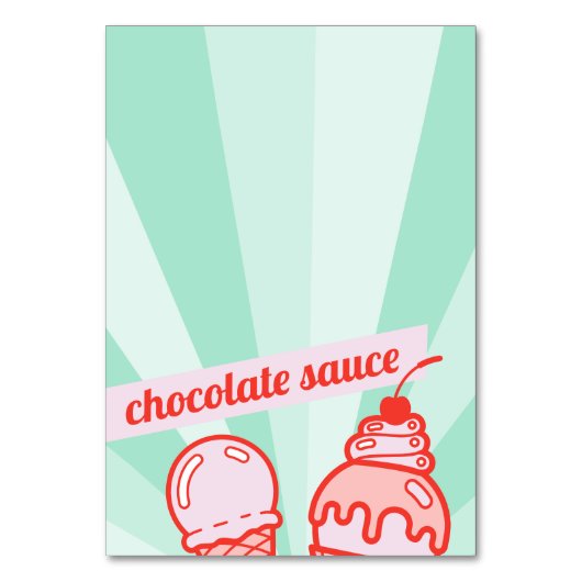 独自のアイスクリームバートッピングテーブルテントを作成 テーブルナンバー (正面)